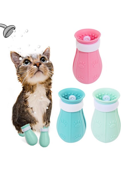 Açık Yeşil Ayarlanabilir Çizilmez Kedi Banyo Ayakkabıları Silikon Kediler Pençe Çizmeler Kedi Ayak Çivi Kesme Için Evcil Hayvan Bakım Malzemeleri (Yurt Dışından) fiyatları