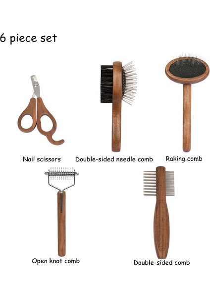 6 Parçalı Set Pet Kedi Köpek Tarak Sökücüler Düğüm Kesici Saç Damat Fırça Bakım Seti Kova Köpek Kedi Ahşap Saplı Düzeltici Bıçak Pet Aksesuarla (Yurt Dışından) fırsatları