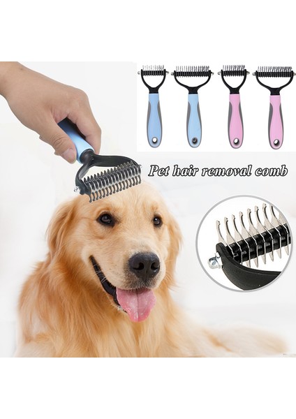 Mavi Büyük Pet Epilasyon Tarak Kedi Dolaşık Açıcı Kürk Kırpma Dematting Deshedding Fırça Pet Bakım Araçları Keçeli Uzun Saç Kıvırcık (Yurt Dışından)