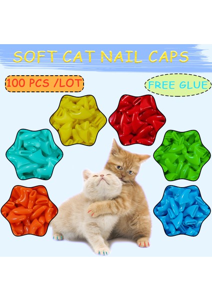 Portakal Kabuğu S 100 Adet Yeni Moda Kedi Tırnak Kapakları Yumuşak Kedi Pençesi Kapaklar Kedi Tırnak Koruyucu Ücretsiz Yapıştırıcı ve Aplikatör ile Boyutu Xs S M L (Yurt Dışından) modelleri