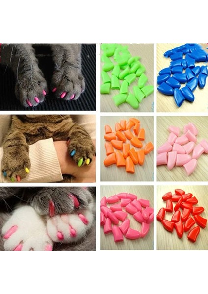 Sarı Xs Renkli Kedi/Köpek 20 Adet Silikon Yumuşak Kedi Tırnak Kapakları/Kedi Pençe Pençesi/Evcil Hayvan Tırnak Koruyucusu/Kedi Tırnak Kapağı Tutkal İle Evcil Hayvanlar (Yurt Dışından) modelleri