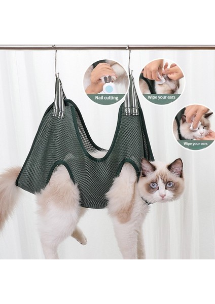 Yeşil L Kedi Bakım Tırnak Kesme Anti Scratch Bite Sabit Çanta Banyo Kırpma Kısıtlama Çantası Pet Güzellik Hamak Asılı Pet Malzemeleri Seti (Yurt Dışından) modelleri