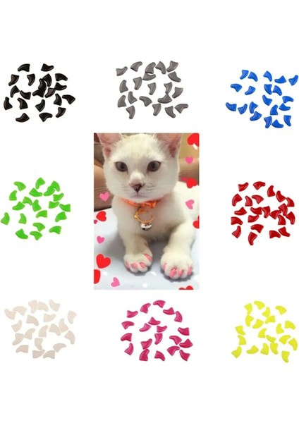 Beyaz Xs 20 Adet Yumuşak Plastik Renkli Kedi Tırnak Kapakları Pençe Pençe Koruyucu Kapak Tutkal ile Profesyonel Pet Tırnak Kapakları Pet Kediler Için (Yurt Dışından) fırsatları