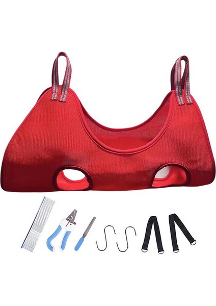 Kırmızı Set S Yavru Köpekler Bakım Hamak Pet Kırpma Yardımcısı Köpek Hamak Kısıtlama Çantası Tırnak Makası/düzeltici Tırnak Dosya Kulak Bakım Malzemeleri (Yurt Dışından)