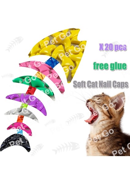 Yeşil Glitter Xs Yeni Moda Renkli Kedi Tırnak Kapakları Yumuşak Kedi Pençe Yumuşak Paws 20 Adet/grup Yapışkan Tutkal ile Boyut Xs S M Lgift Evcil Hayvan Için (Yurt Dışından) fırsatları
