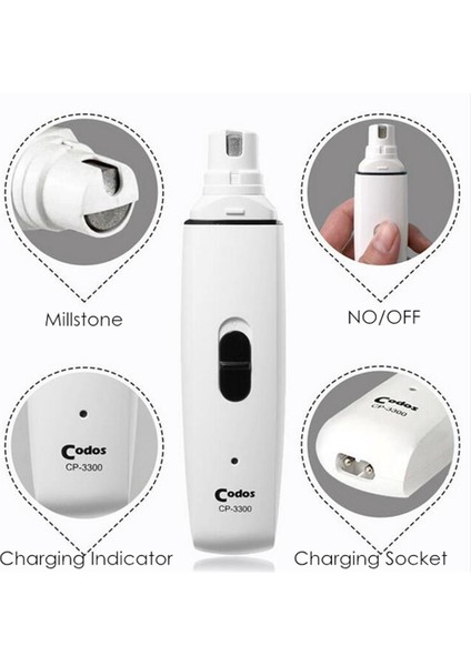 2 Adet Kafa No Box Codos CP-3300 Profesyonel Köpek Tırnak Makası Şarj Edilebilir Elektrikli Pet Kedi Pençesi Tırnak Öğütücü Kırpma Hayvan Pençesi Bakım Makinesi (Yurt Dışından) modelleri