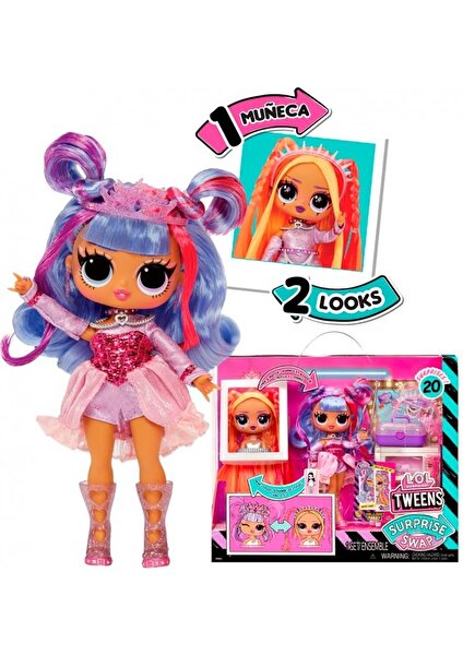 Toychick Lol Sürpriz Tweens Takas Serisi - Buns 2 Braids Bailey Şekillendirici Kafa ve Muhteşem Moda ve Aksesuarların Dahil Olduğu 20'den Fazla Sürprizli Moda Bebeği