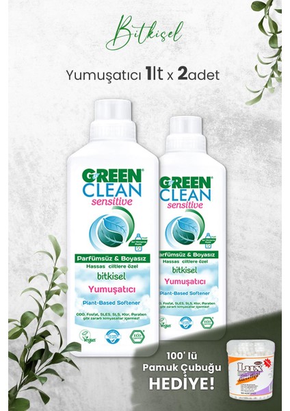 U Green Clean Sensitive Kokusuz Yumuşatıcı 1 Lt x 2 Adet