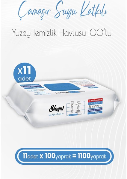 Easy Clean Çamaşır Suyu Katkılı Yüzey Temizlik Havlusu 100 x 11 Adet (1100 Yaprak)