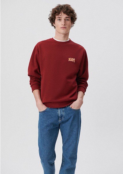 Logo Baskılı Kırmızı Sweatshirt