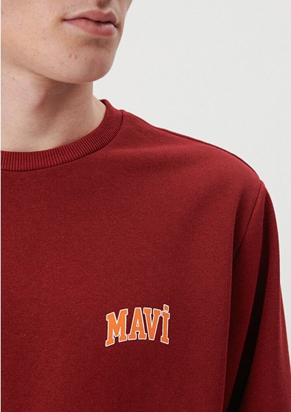 Logo Baskılı Kırmızı Sweatshirt indirimleri