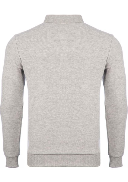 Büyük Beden Regular Fit Polo Yaka Baskılı Sweatshirt-KS1709