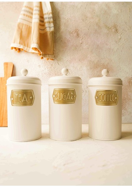 New Çay Şeker Kahve Kavanozu 1,60 Lt Beyaz Yeni