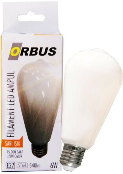 LED Filament Bulb ST64 Milky 6 Watt E27 540LM RA80 220- 240V/50Hz