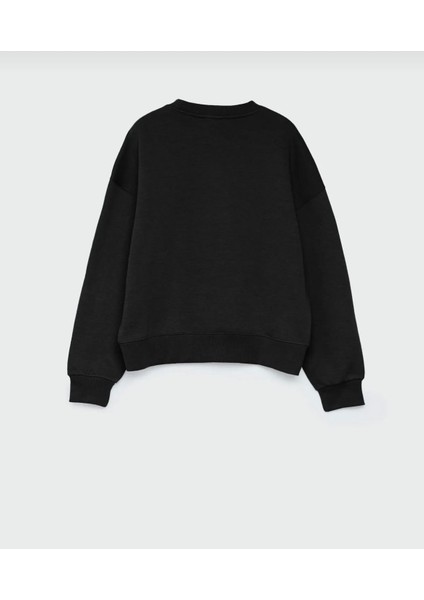 Challis Tasarım Kadın Bisiklet Yaka Içi Polarlı Sweatshirt