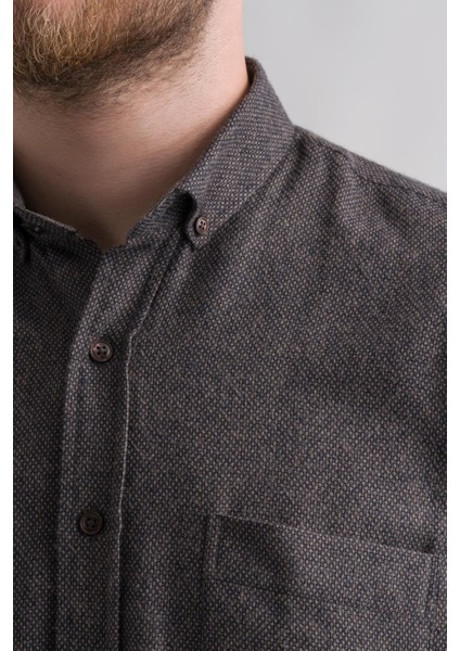Rahat Kesim Cepli Yaka Düğmeli Armürlü Nokta Desenli Kışlık Kumaş Erkek Gömlek fırsatları