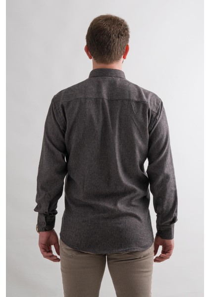 Rahat Kesim Cepli Yaka Düğmeli Armürlü Nokta Desenli Kışlık Kumaş Erkek Gömlek indirimleri