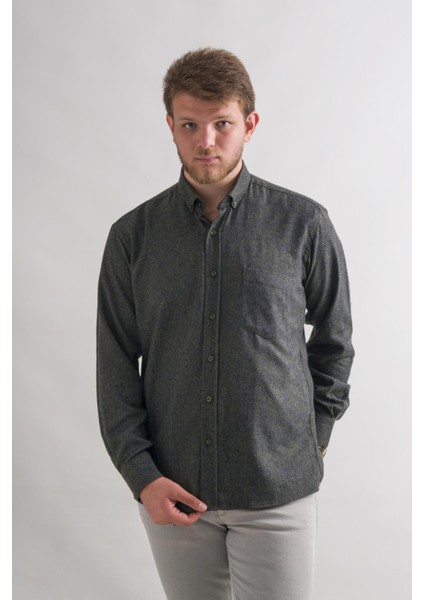 Rahat Kesim Cepli Yaka Düğmeli Armürlü Nokta Desenli Kışlık Kumaş Erkek Gömlek fiyatları