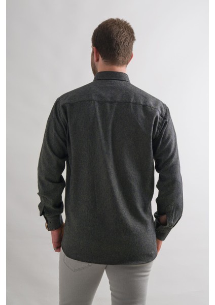 Rahat Kesim Cepli Yaka Düğmeli Armürlü Nokta Desenli Kışlık Kumaş Erkek Gömlek fırsatları