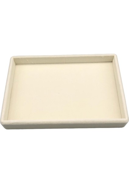 Yerli Üretim Küçük Boy Süet Kumaş Krem Renk 22/14 cm Servis Tablası