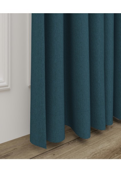 Enza Lüx Keten Blackout Karartma Güneşlik Perde Yüksek Kaliteli Düz Pilesiz - Petrol Mavi fiyatları