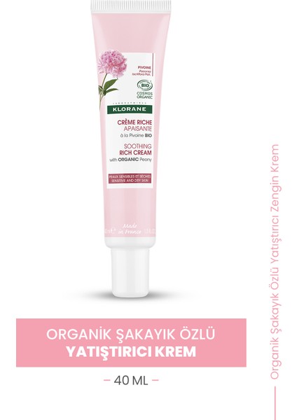 Hassas ve Kuru Ciltler Için Organik Şakayık Özlü Yatıştırıcı Zengin Krem 40 ml