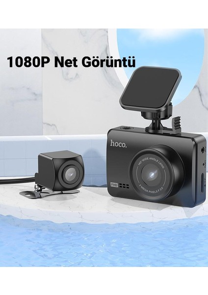 Hc Series Universal 2in1 Dijital Ekranlı 1080P Ön ve Arka Çift Kameralı Araç Içi Kamera, 1080P Full Hd Geniş Açılı Kamera, Sürüş Kayıt Edici