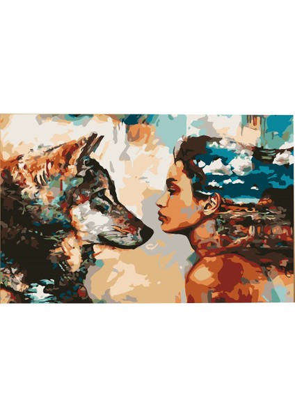 30X40 Sayılarla Boyama Seti Fırça Boya Dahil Kurt Rüyası