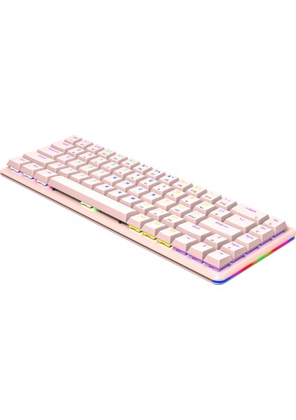 Rebel Pembe Us Layout Rainbow Low Profile Red Swıtch Mekanik Gaming Oyuncu Klavye