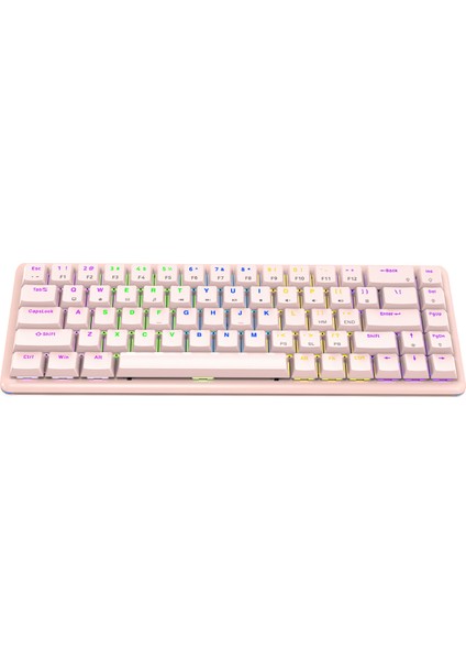 Rebel Pembe Us Layout Rainbow Low Profile Red Swıtch Mekanik Gaming Oyuncu Klavye