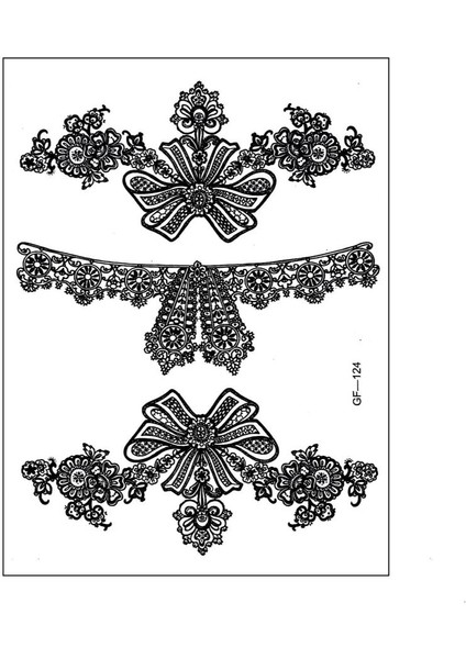 Fiyonk Çiçek Desenli Bacak Kol Vucut Geçici Dövme