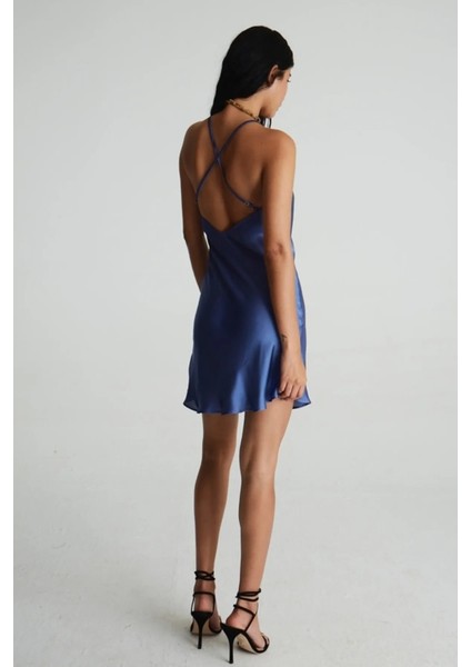 Saten Slip Elbise Zümrüt Yeşili Elbise Kadın