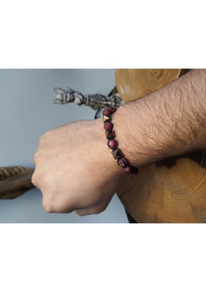JTAW24DOB1366 Janti Erkek Bileklik Orijinal Ceyt ve Hematit Doğaltaş 8 mm Asansör Kapama Örme Kutulu Garantili fiyatları