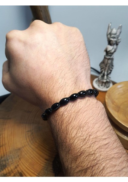 JTAW24DOB1363 Janti Erkek Bileklik Orijinal Arpa Kesim Akik Doğaltaş 6 mm Asansör Kapama Örme Kutulu Garantili fiyatları