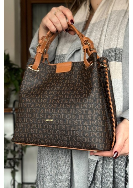 4 Bölmeli Büyük Boy Örgülü Model Ayarlanabilir Askılı Kadin Omuz Cantasi 2180 Kahvetaba Kombin modelleri