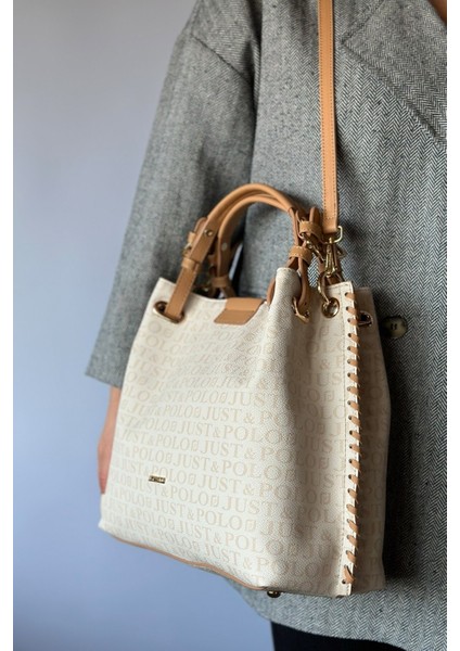 4 Bölmeli Büyük Boy Örgülü Model Ayarlanabilir Askılı Kadin Omuz Cantasi 2180 Krem 2 modelleri