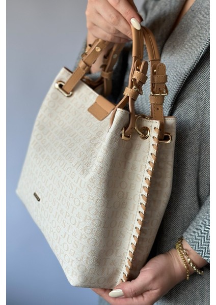 4 Bölmeli Büyük Boy Örgülü Model Ayarlanabilir Askılı Kadin Omuz Cantasi 2180 Krem 2 fırsatları