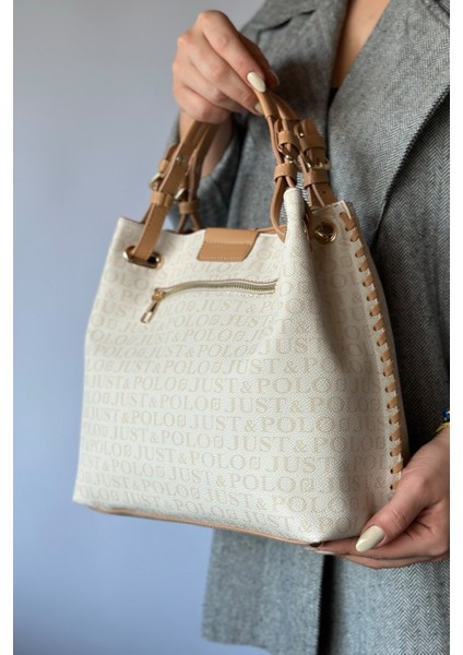 4 Bölmeli Büyük Boy Örgülü Model Ayarlanabilir Askılı Kadin Omuz Cantasi 2180 Krem 2 indirimleri