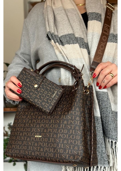 4 Bölmeli Büyük Boy Örgülü Model Ayarlanabilir Askılı Kadin Omuz Cantasi 2180 Kahverengi Kombin