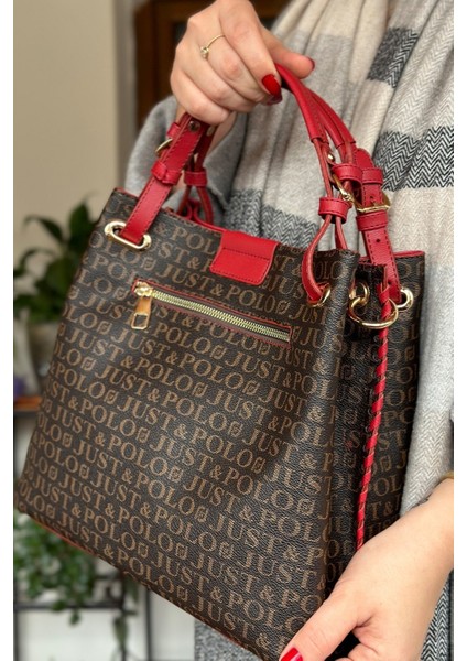 4 Bölmeli Büyük Boy Örgülü Model Ayarlanabilir Askılı Kadin Omuz Cantasi 2180 Kırmızı modelleri