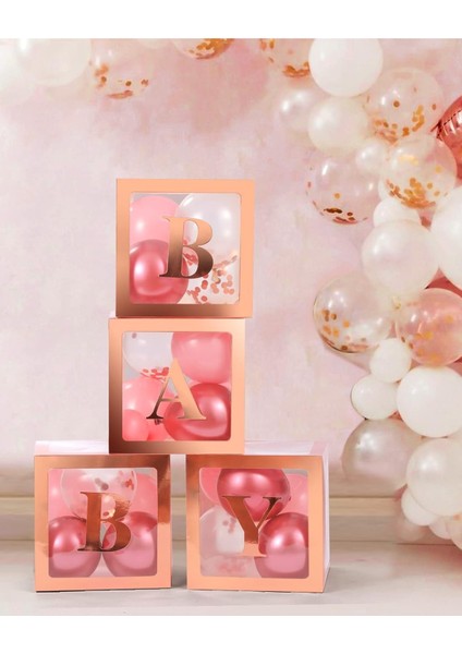 Kenarları Pembe Kutu Şeffaf Kutu Pembe Baby Yazılı Harf 25 cm fiyatları