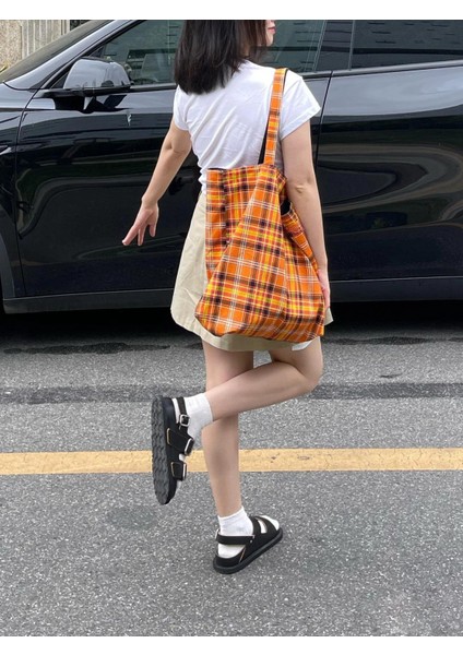 Retro Ekose Tote Torba Taşınabilir Büyük Kapasiteli Şık Hafif Omuz Çantası (Yurt Dışından) fiyatları