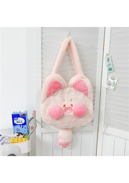 Büyük Kapasiteli Peluş Omuz Çantası, Çok Yönlü ve Sevimli, Portatif Seyahat Depolama Çantası Kızlar Için (Yurt Dışından)