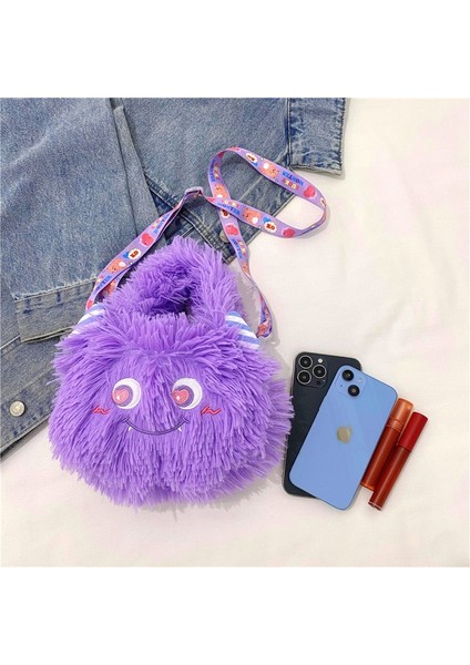 Karikatür Peluş Peluş Monster Uzun Saç Eşleme Çantası Square Bag Kız Yumuşak Kız Bebek Hediyesi (Yurt Dışından) fiyatları