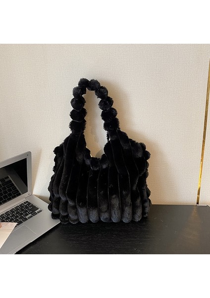 Peluş Bag Kadın Sonbahar ve Kış Moda Omuz Çantası Çanta Büyük Kapasite Tote Çanta (Yurt Dışından)