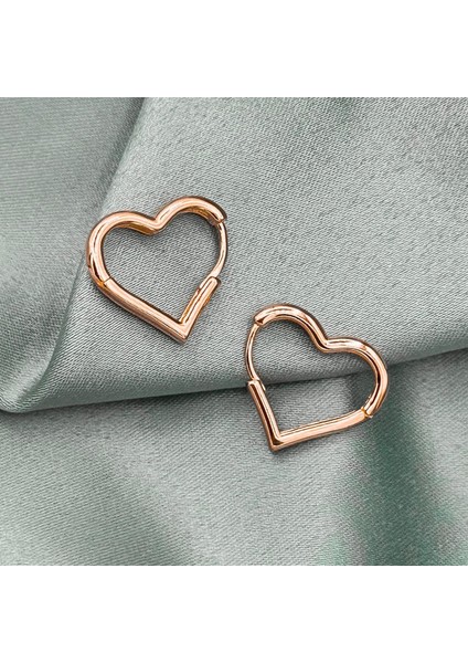 Kalp Çemberi Rose Gold Kaplama Kadın Gümüş Küpe fiyatları