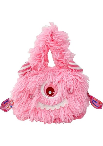 Karikatür Peluş Peluş Monster Uzun Saç Eşleme Çantası Square Bag Kız Yumuşak Kız Bebek Hediyesi (Yurt Dışından)