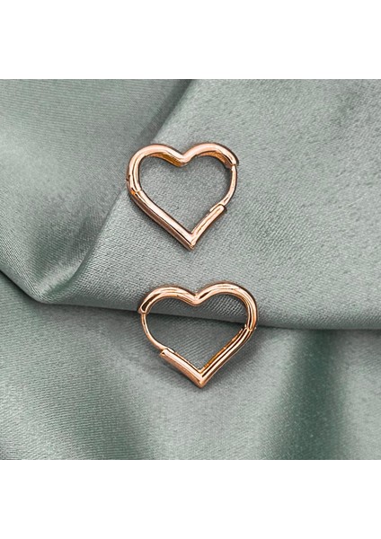 Kalp Çemberi Rose Gold Kaplama Kadın Gümüş Küpe modelleri