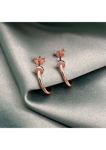 Luna Rose Gold Kaplama Kadın Gümüş Halka Küpe fiyatları