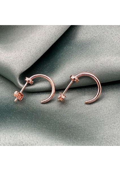Luna Rose Gold Kaplama Kadın Gümüş Halka Küpe modelleri
